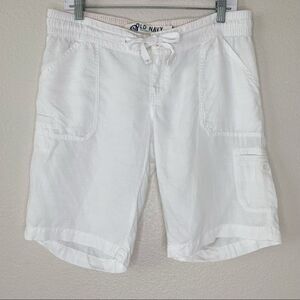 Old Navy Maternity 100% Linen White Summer Shorts